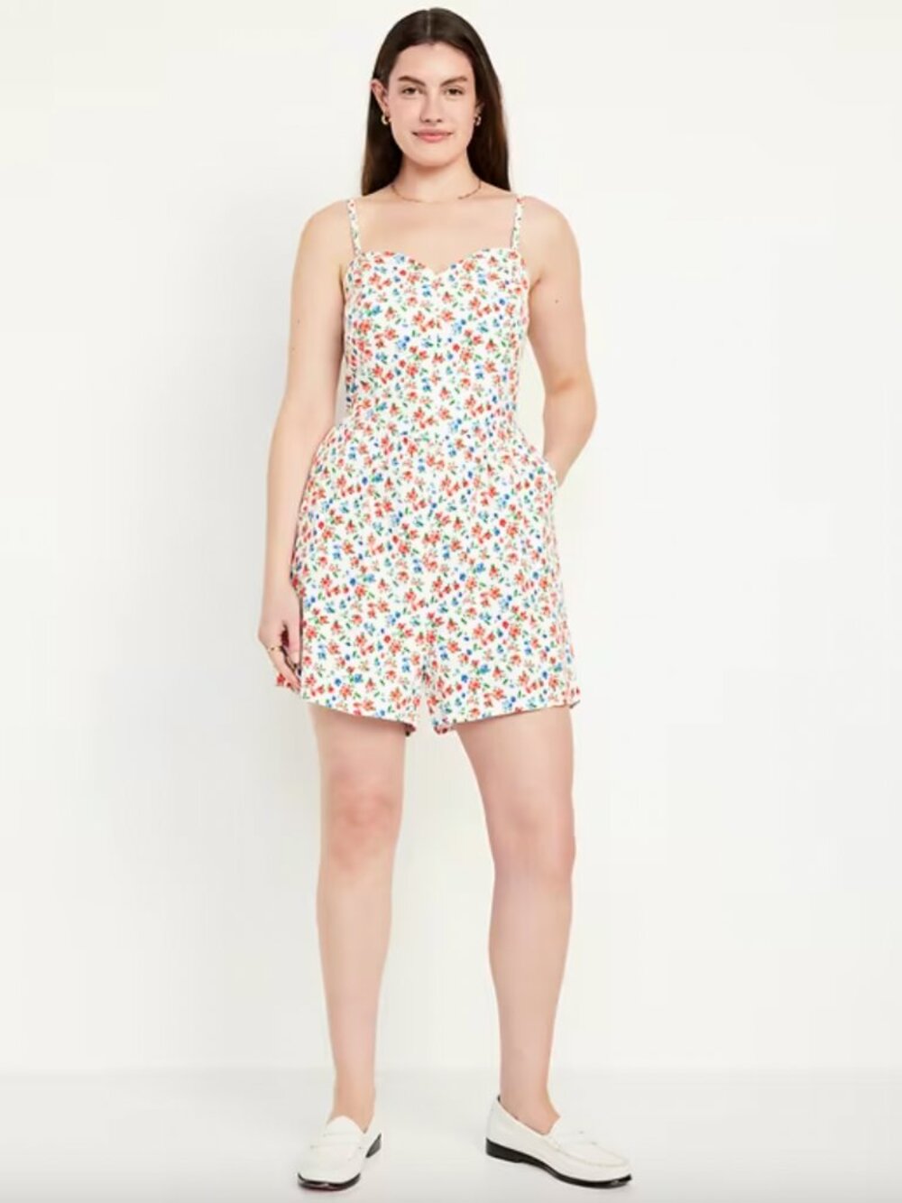 Old Navy Floral Linen Blend Romper Size M Vacation Summer Resortwear